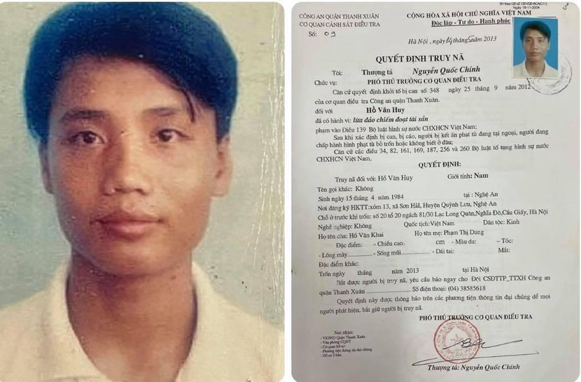 Đối tượng Hồ Văn Huy bị truy nã Đối tượng Hồ Văn Huy bị truy nã