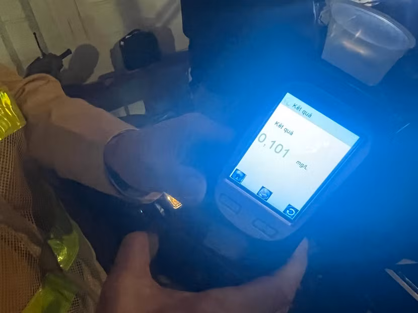 Kết quả đo nồng độ cồn của một người điều khiển xe máy