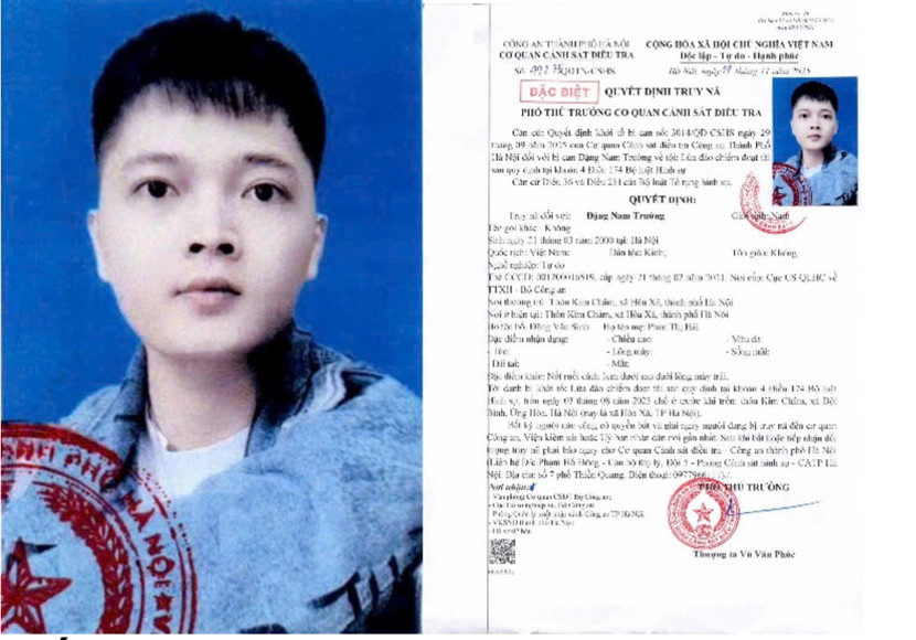 Quyết định truy nã Đặng Nam Trường Quyết định truy nã Đặng Nam Trường