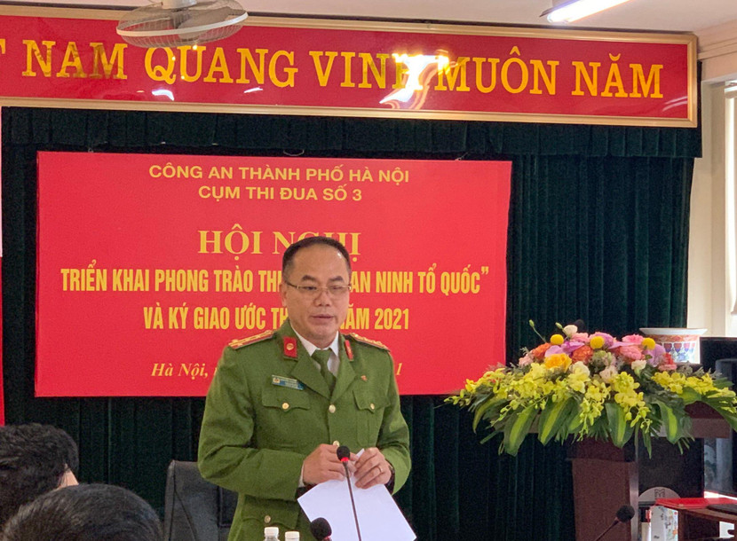 Đại tá Nguyễn Thanh Tùng - Phó Giám đốc CATP Hà Nội phát biểu chỉ đạo hội nghị