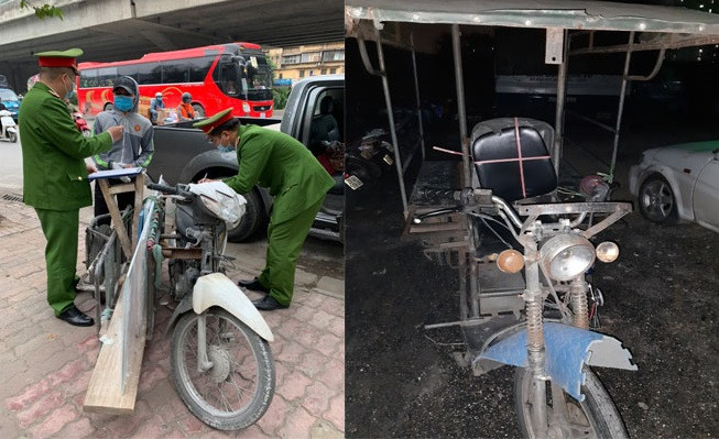 Lực lượng Công an quận Thanh Xuân xử lý xe 3 bánh tự chế