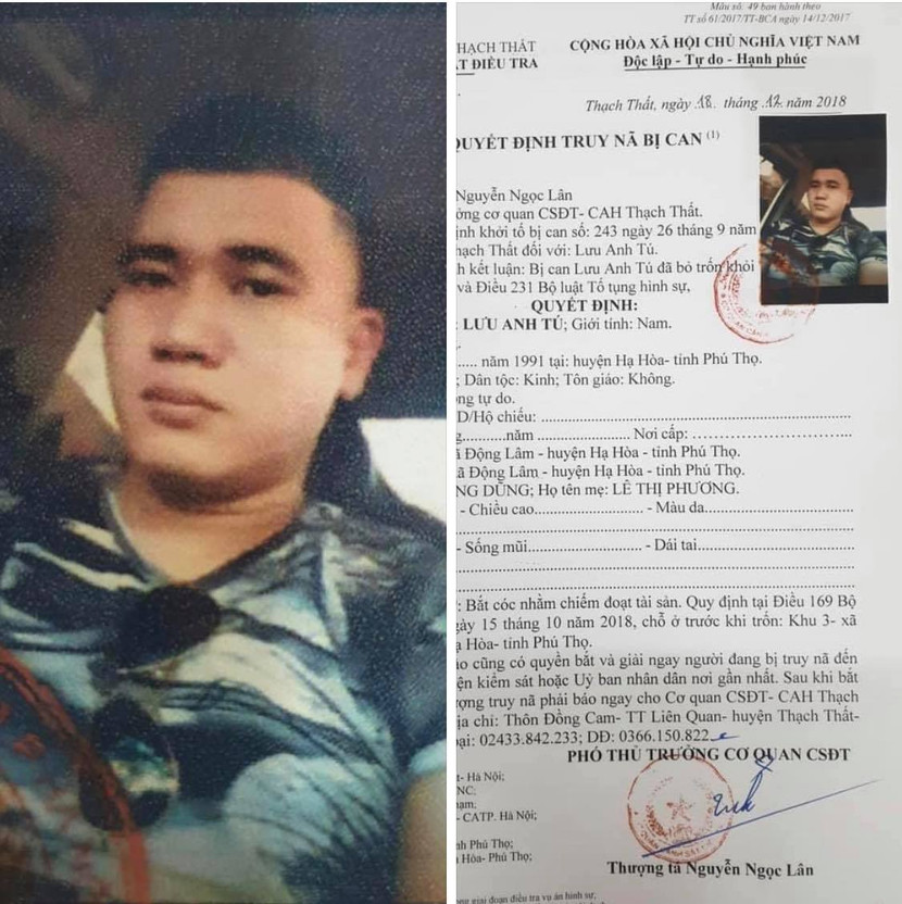 Truy nã đối tượng Lưu Anh Tú