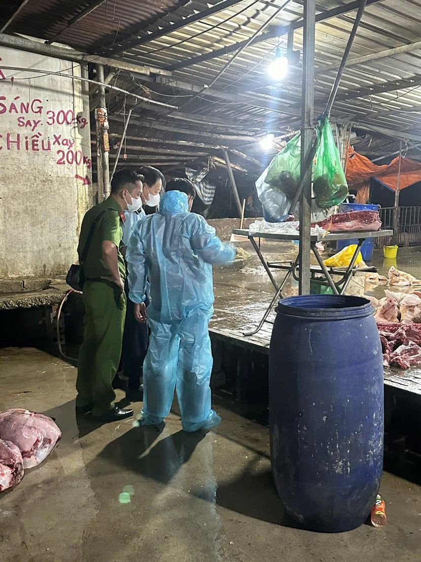 Lực lượng chức năng kiểm tra cơ sở giết mổ lợn