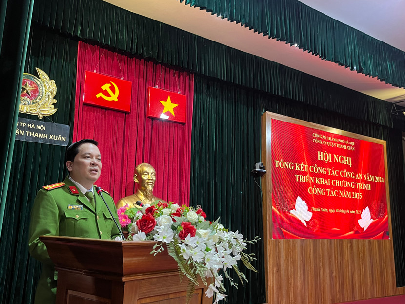 Thượng tá Đinh Tuấn Thành, Trưởng Công an quận trân trọng cảm ơn và tiếp thu những ý kiến phát biểu chỉ đạo