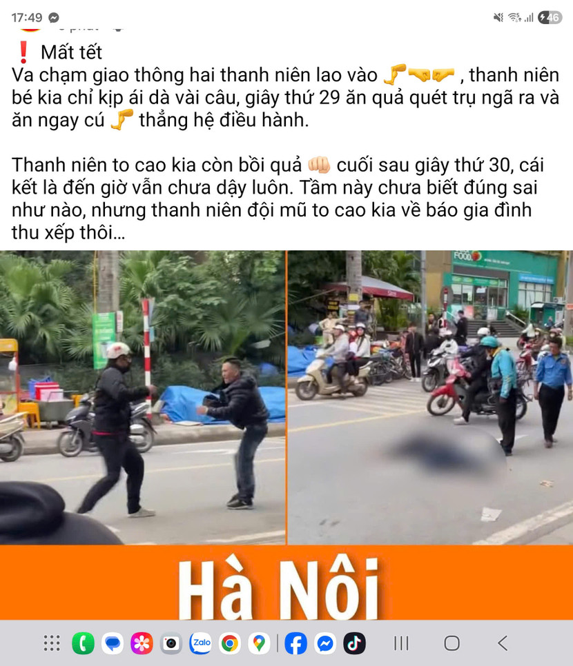 Sự việc được đăng tải trên các trang mạng xã hội Sự việc được đăng tải trên các trang mạng xã hội