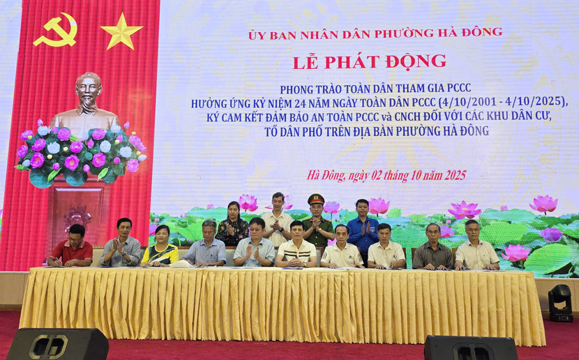 Các khu dân cư, tổ dân phố trên địa bàn phường Hà Đông ký cam kết về công tác an toàn PCCC