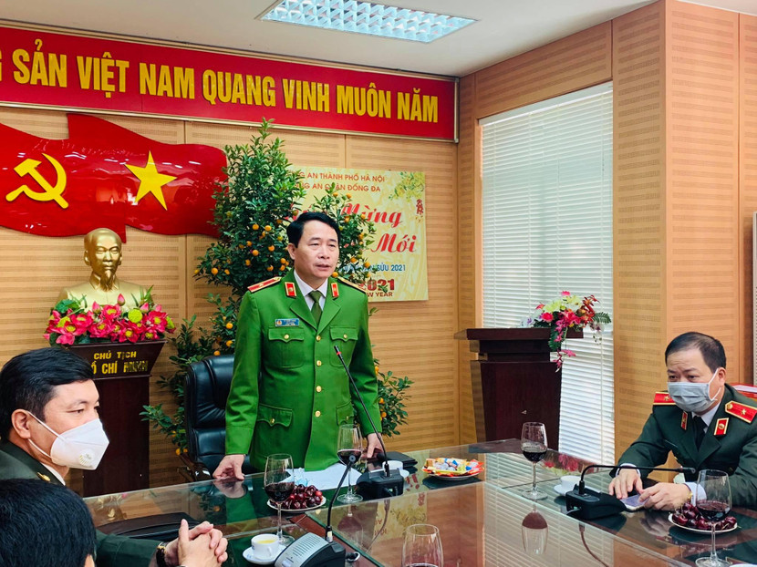 Thứ trưởng Lê Quốc Hùng phát biểu chúc Tết CBCS Công an quận Đống Đa