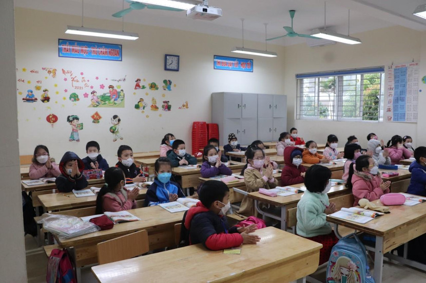 Học sinh các cấp tại huyện Gia Lâm tham gia học trực tiếp tại trường học