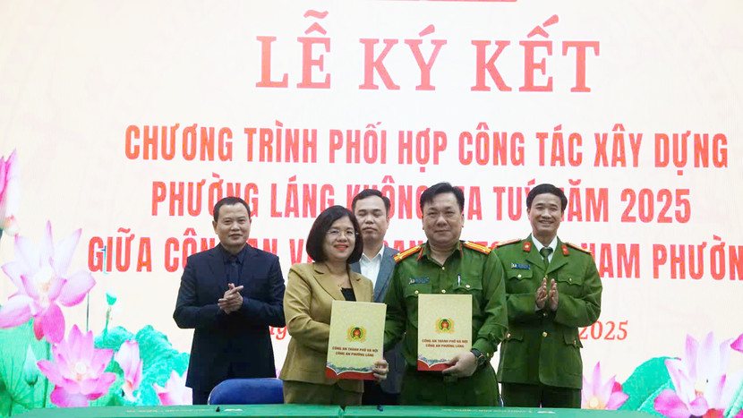 Ký kết quy chế phối hợp giữa Công an phường Láng và Ủy ban mặt trận Tổ quốc Việt Nam phường Láng