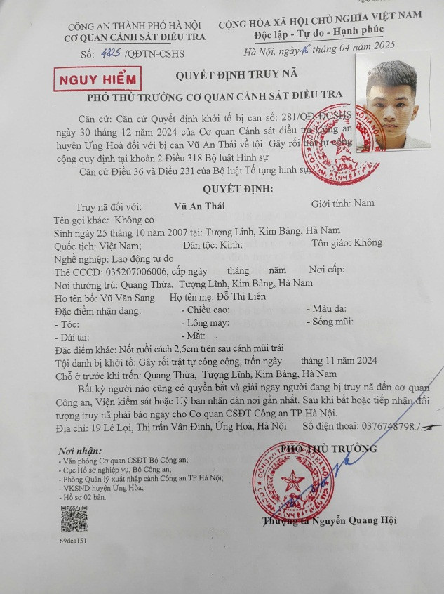 Truy nã Vũ An Thái Truy nã Vũ An Thái