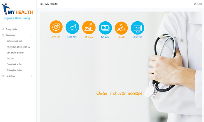 Giao diện “Phần mềm quản lý phòng khám” trực tuyến Giao diện “Phần mềm quản lý phòng khám” trực tuyến