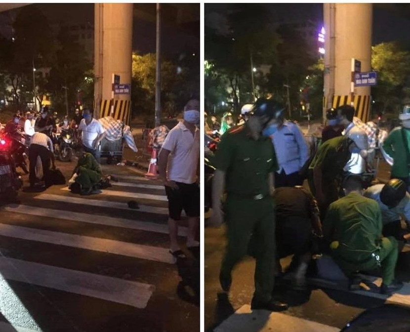 Đối tượng bị lực lượng Công an và người dân khống chế Đối tượng bị lực lượng Công an và người dân khống chế