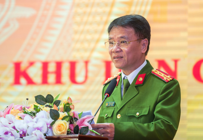 Đại tá Trần Ngọc Dương, Phó Giám đốc CATP phát biểu tại hội nghị