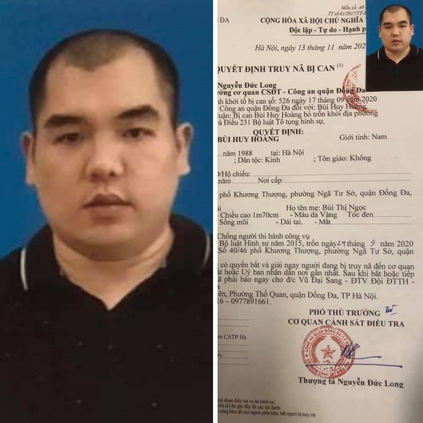 Đối tượng Bùi Huy Hoàng bị truy nã
