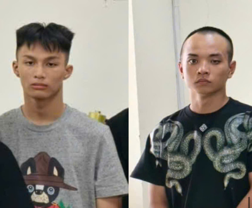 Đối tượng Bùi Tiến Hưng (trái) và Mai Tiến Đạt