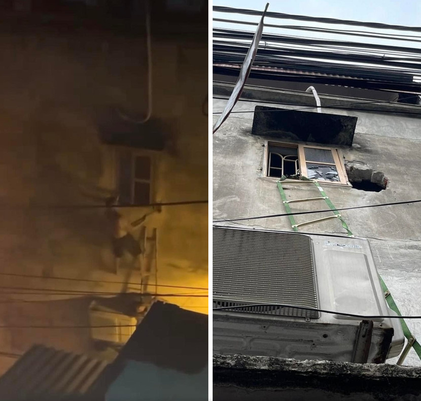 Vị trí nam thanh niên dùng búa đập cửa, phá tường cứu người