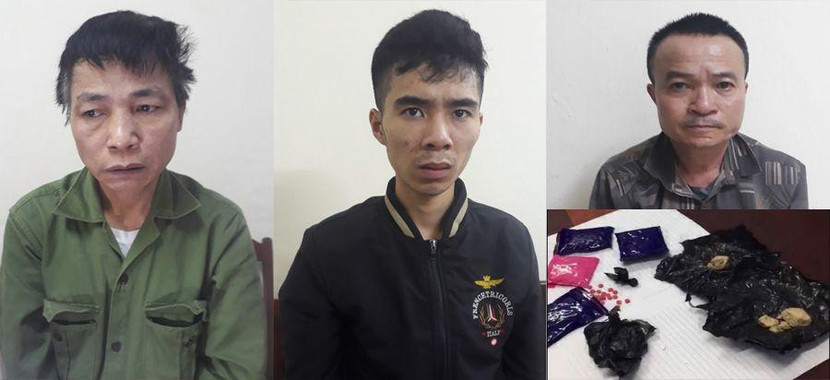 Các đối tượng cùng tang vật bị bắt giữ