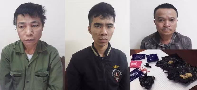 Các đối tượng cùng tang vật bị bắt giữ Các đối tượng cùng tang vật bị bắt giữ