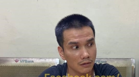 Đối tượng Lê Quang Tiến tại cơ quan Công an