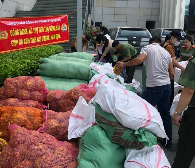 Cán bộ Công đoàn các cấp vận chuyển hàng hóa vào điểm tập kết Cán bộ Công đoàn các cấp vận chuyển hàng hóa vào điểm tập kết