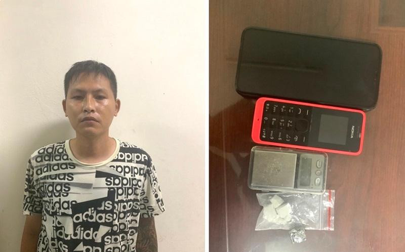 Đối tượng Trần Đức Hiếu cùng số tang vật Đối tượng Trần Đức Hiếu cùng số tang vật