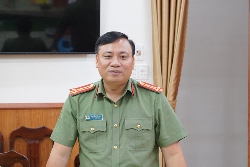Đại tá Nguyễn Tiến Đạt - Phó Giám đốc CATP Hà Nội phát biểu tại Công an tỉnh Quảng Ngãi