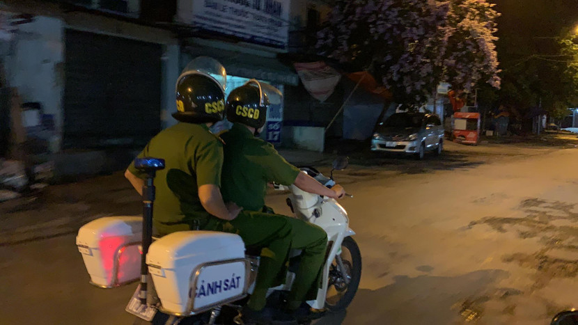 Công an xã Kim Quan phối hợp với các đơn vị nghiệp vụ tuần tra đảm bảo an ninh trật tự