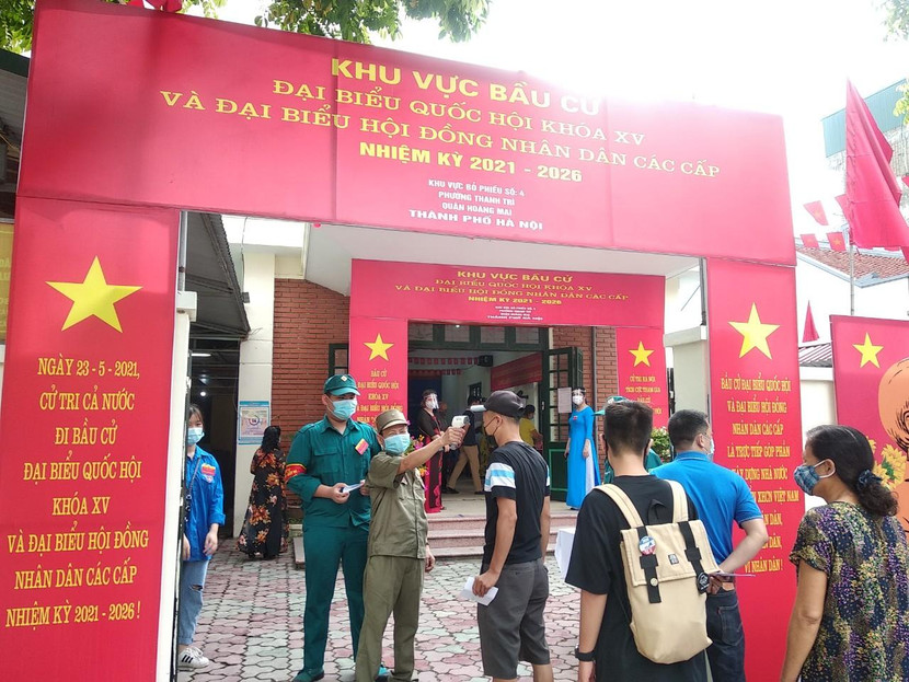 Điểm bầu cử tại phường Thanh Trì, quận Hoàng Mai, Hà Nội