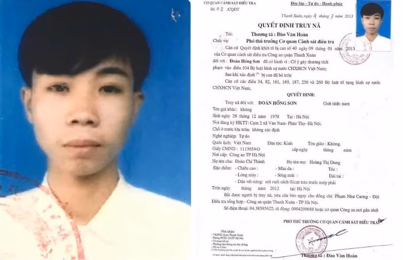 Đối tượng Đoàn Hồng Sơn bị truy nã