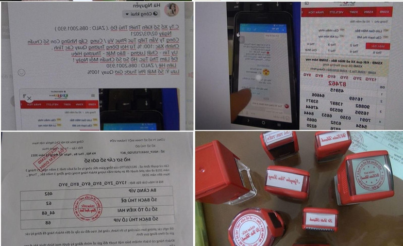 Các tang vật bị thu giữ