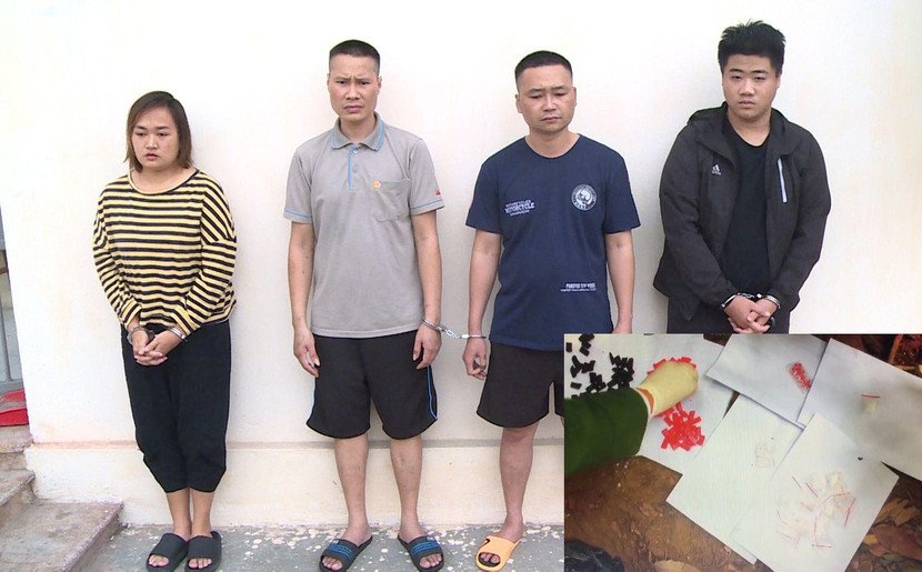 Các đối tượng bị bắt giữ cùng tang vật