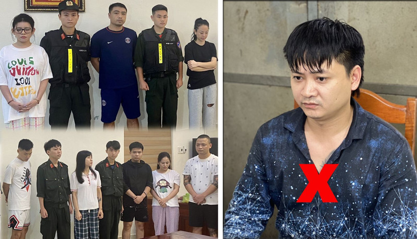 Đỗ Hoàng Hiệp (x) và các đối tượng trong đường dây bị bắt