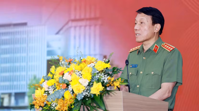 Đồng chí Đại tướng Lương Tam Quang, Ủy viên Bộ Chính trị, Bộ trưởng Bộ Công an phát biểu chỉ đạo tại buổi Lễ.