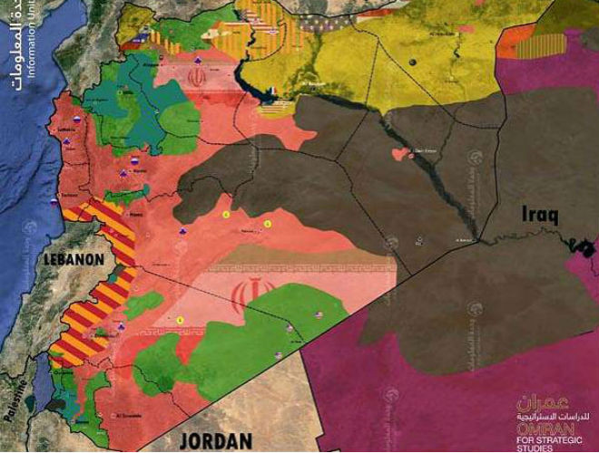 Lebanon nằm cạnh vùng chiến sự Syria (phần kẻ đỏ vàng)