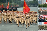 Hình ảnh ấn tượng của lực lượng Công an Thủ đô tham dự sơ duyệt lễ xuất quân bảo vệ Đại hội Đảng