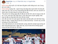Tuyển thủ U23 Việt Nam viết gì lên facebook sau chiến thắng lịch sử?