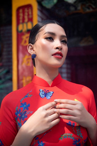 Hoa hậu Tiểu Vy khoe sắc trong trang phục áo dài đón Tết