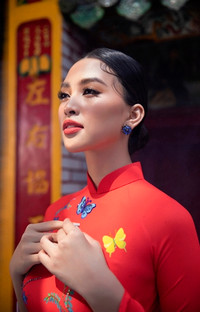 Hoa hậu Tiểu Vy khoe sắc trong trang phục áo dài đón Tết