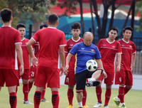 [ẢNH] Olympic Việt Nam sảng khoái cười hết cỡ trước trận quyết đấu Syria