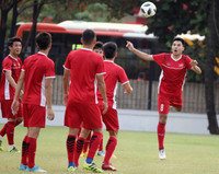 [ẢNH] Olympic Việt Nam sảng khoái cười hết cỡ trước trận quyết đấu Syria