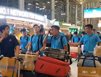 Những hình ảnh đầu tiên của U23 Việt Nam sau khi đặt chân đến Thái Lan
