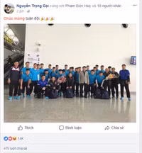 Tuyển thủ U23 Việt Nam viết gì lên facebook sau chiến thắng lịch sử?