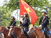 [ẢNH] Thích thú hình ảnh Cảnh sát cơ động kỵ binh diễu hành tại Hà Nội