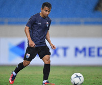 [ẢNH] Chịu nhiều sức ép, tuyển Thái Lan lặng lẽ tập dưới mưa lạnh sân Mỹ Đình