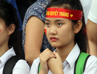 Sắc thái cảm xúc đáng yêu của nữ sinh Hà Nội khi xem penalty