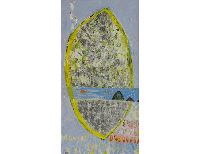 Tác phẩm: Hạt gạo - Mã: IA 05. Kích thước: 66x126cm - Chất liệu: Tổng hợp - Năm sáng tác: 2018 - Họa sĩ Lưu Vũ Long: sinh năm 1976, Đại học Mỹ thuật Việt Nam. Sống và làm việc tại Munich, Đức trước khi trở lại hoạt động nghệ thuật tại Hà Nội