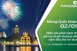 Vietcombank miễn phí phát hành thẻ ghi nợ nhân dịp Quốc khánh