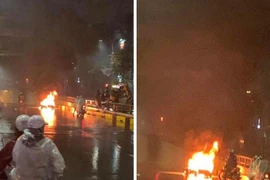 Đã triệu tập chủ chiếc xe ôtô bỏ chạy sau va chạm khiến xe máy bốc cháy