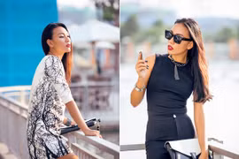 Siêu mẫu Diệu Huyền nổi bật với các thiết kế đen trắng của Xuân Lê