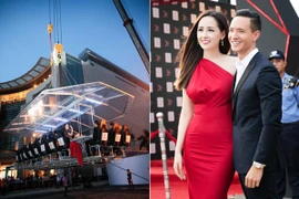 Hoa hậu Mai Phương Thuý sánh vai Kim Lý dự dạ tiệc trên không